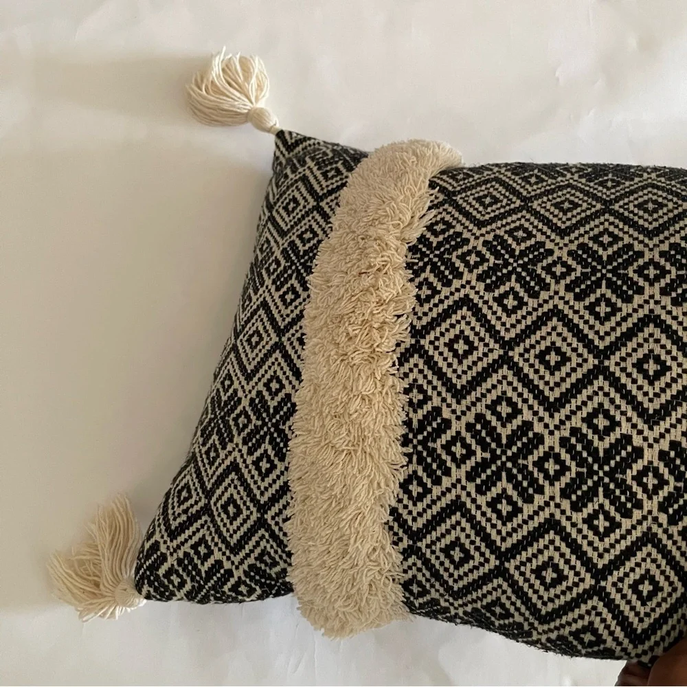 Stylish Black and Cream Geometric Pillow